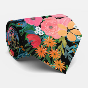 Cravate Elégante aquarelle rose Bouquet floral Conception