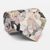 Cravate Elégante aquarelle rose hydrangées florales (Roulé)