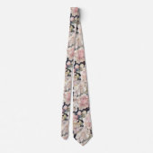 Cravate Elégante aquarelle rose hydrangées florales (Dos)