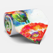 Cravate Elégante aquarelle rouge florale (Roulé)