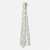 Cravate elegante blanco con hojas verdes (Devant)