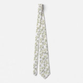 Cravate elegante blanco con hojas verdes (Dos)