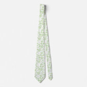 Cravate Élégante chaux pâle Vert et Blanc Fleurs tropicale (Devant)