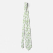 Cravate Élégante chaux pâle Vert et Blanc Fleurs tropicale (Dos)