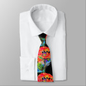 Cravate Elégante couleur abstraite rouge florale noir (Attaché)