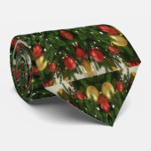 Cravate Élégante couronne de Noël Rouge Vert Kaleidoscopiq (Roulé)