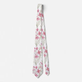 Cravate Elégante Fleurs rose Sage Vert Aquarelle Florale (Devant)