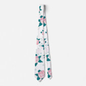 Cravate Élégante floraison Hydrangée rose blanc floral (Devant)