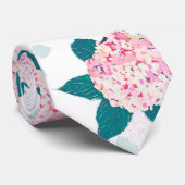 Cravate Élégante floraison Hydrangée rose blanc floral (Roulé)
