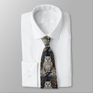 Cravate Élégante forêt d'hiver de chouette blanche boho