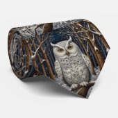 Cravate Élégante forêt d'hiver de chouette blanche boho (Roulé)