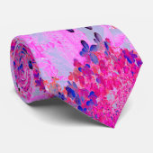 Cravate Élégante Fuchsia et Hydrangea Limelight Bleu Foncé (Roulé)