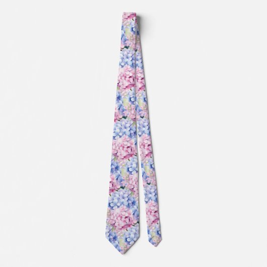 Cravate Élégante Hydrangée rose Bleu (Devant)