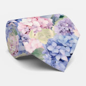 Cravate Élégante Hydrangée violette rose bleu (Roulé)