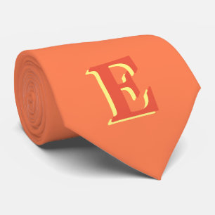 Cravate Élégante Lettre initiale 3D rouge orange   Corail