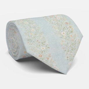 Cravate Élégante lumière bleu vintage botanique
