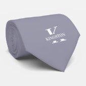 Cravate Élégante Monogramme + Nom Gris Pièce de Monnaie (Roulé)