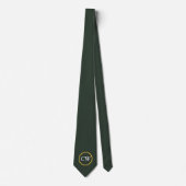 Cravate élégante Monogramme or et vert forêt (Devant)