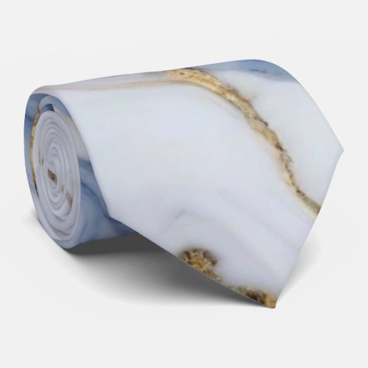 Cravate Elégante motif en granit bleu blanc (Roulé)