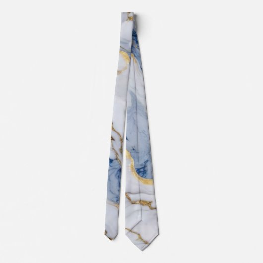 Cravate Elégante motif en granit bleu blanc (Dos)