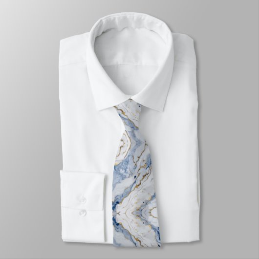 Cravate Elégante motif en granit bleu blanc (Attaché)