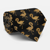 Cravate Élégante Parties scintillant d'or Flamingo Pattern (Roulé)