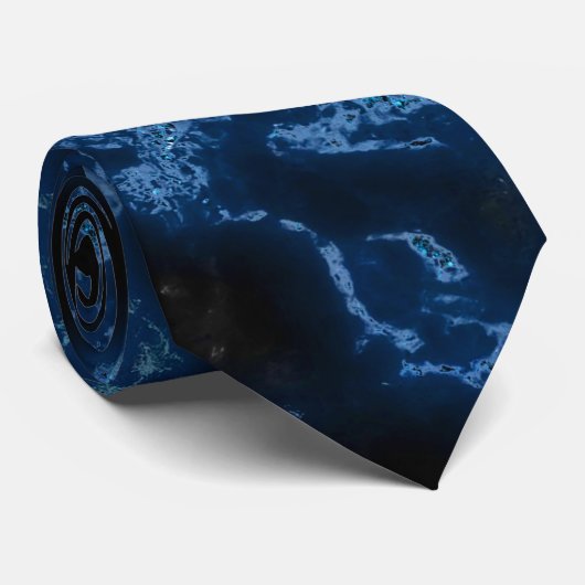 Cravate Elégante Parties scintillant en marbre noir et ble (Roulé)