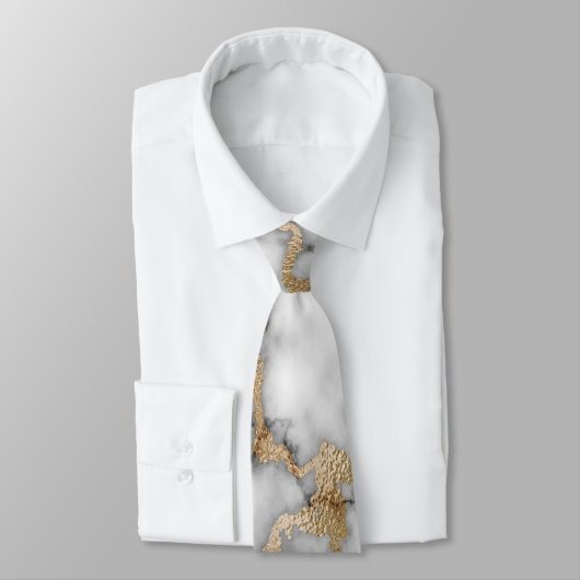 Cravate Elégante Parties scintillant or élégant Marbre bla (Attaché)