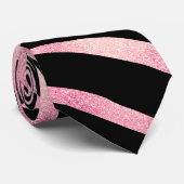 Cravate Elégante Parties scintillant Rose or Zebra Black P (Roulé)