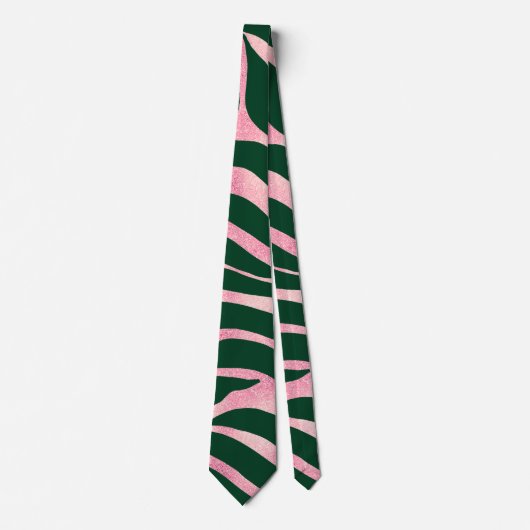Cravate Elégante Parties scintillant Rose or Zebra Green P (Devant)