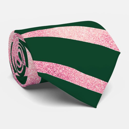 Cravate Elégante Parties scintillant Rose or Zebra Green P (Roulé)