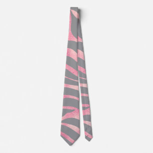 Cravate Elégante Parties scintillant Rose or Zebra Grey Po