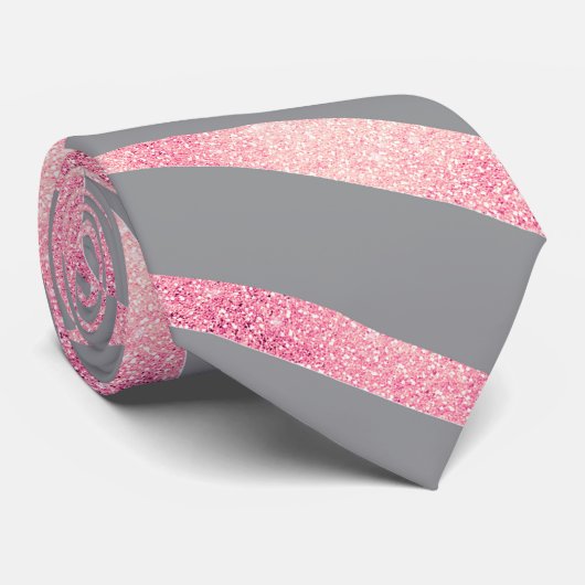 Cravate Elégante Parties scintillant Rose or Zebra Grey Po (Roulé)