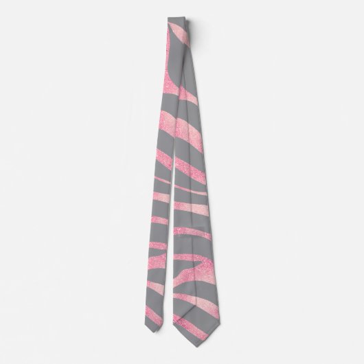 Cravate Elégante Parties scintillant Rose or Zebra Grey Po (Dos)