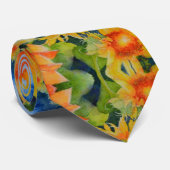 Cravate Elégante peinture d'aquarelle de tournesol (Roulé)