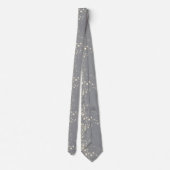 Cravate Élégante Perle Or Script Mariage Romantique Perles (Dos)