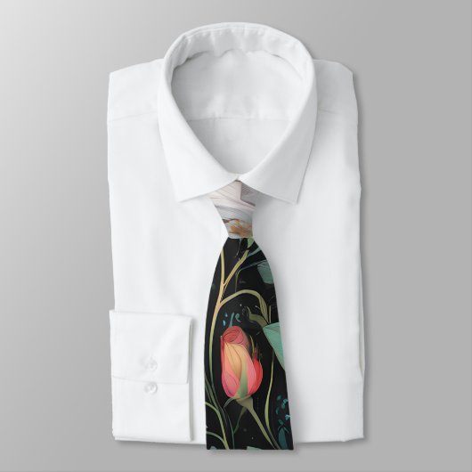 Cravate Élégante rose rose blanche (Attaché)