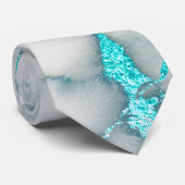 Cravate élégante texture gris turquoise marbre (Roulé)