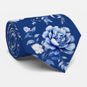 Cravate Élégantes fleurs bleues (Roulé)