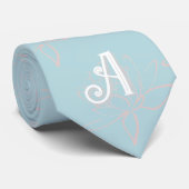 Cravate Élégantes Initiales Fleur de Cerisier Rose Turquoi (Roulé)