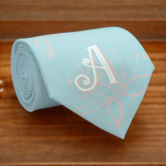 Cravate Élégantes Initiales Fleur de Cerisier Rose Turquoi