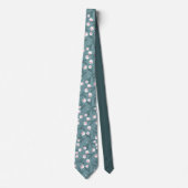 Cravate Élégantes tulipes blanches sur Motif vert pastel (Devant)