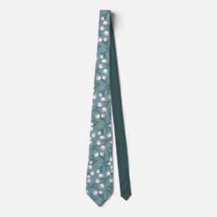 Cravate Élégantes tulipes blanches sur Motif vert pastel