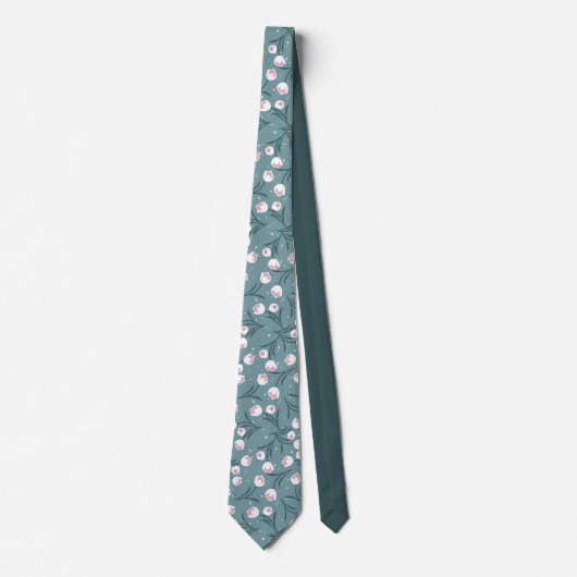 Cravate Élégantes tulipes blanches sur Motif vert pastel (Devant)