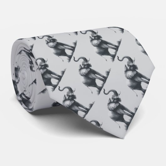 Cravate Élément Moderne Tronc d'Éléphant Gris Élevé Animal (Roulé)