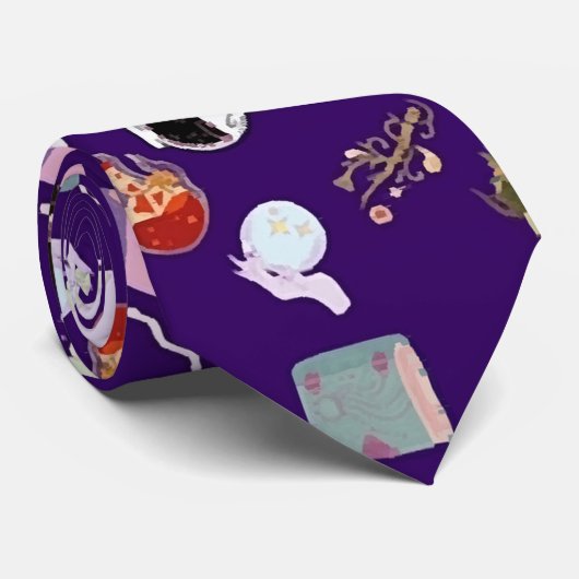 Cravate Eléments magiques motifs et créatures invisibles (Roulé)