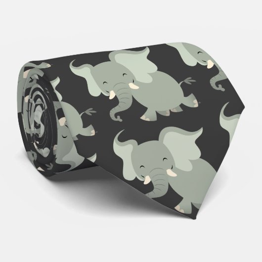 Cravate Eléphant Cartoon Joyeux (Roulé)
