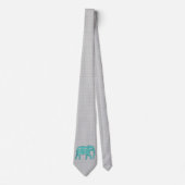 Cravate Éléphant de fleur de mandala - turquoise, gris et (Devant)