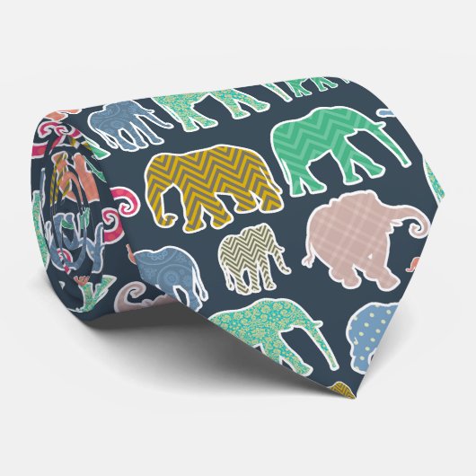 Cravate Eléphants, Pois, Zigzag (Chevron), En vichy (Roulé)