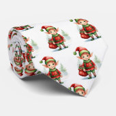 Cravate elfe de Noël avec un sac de cadeaux (Roulé)